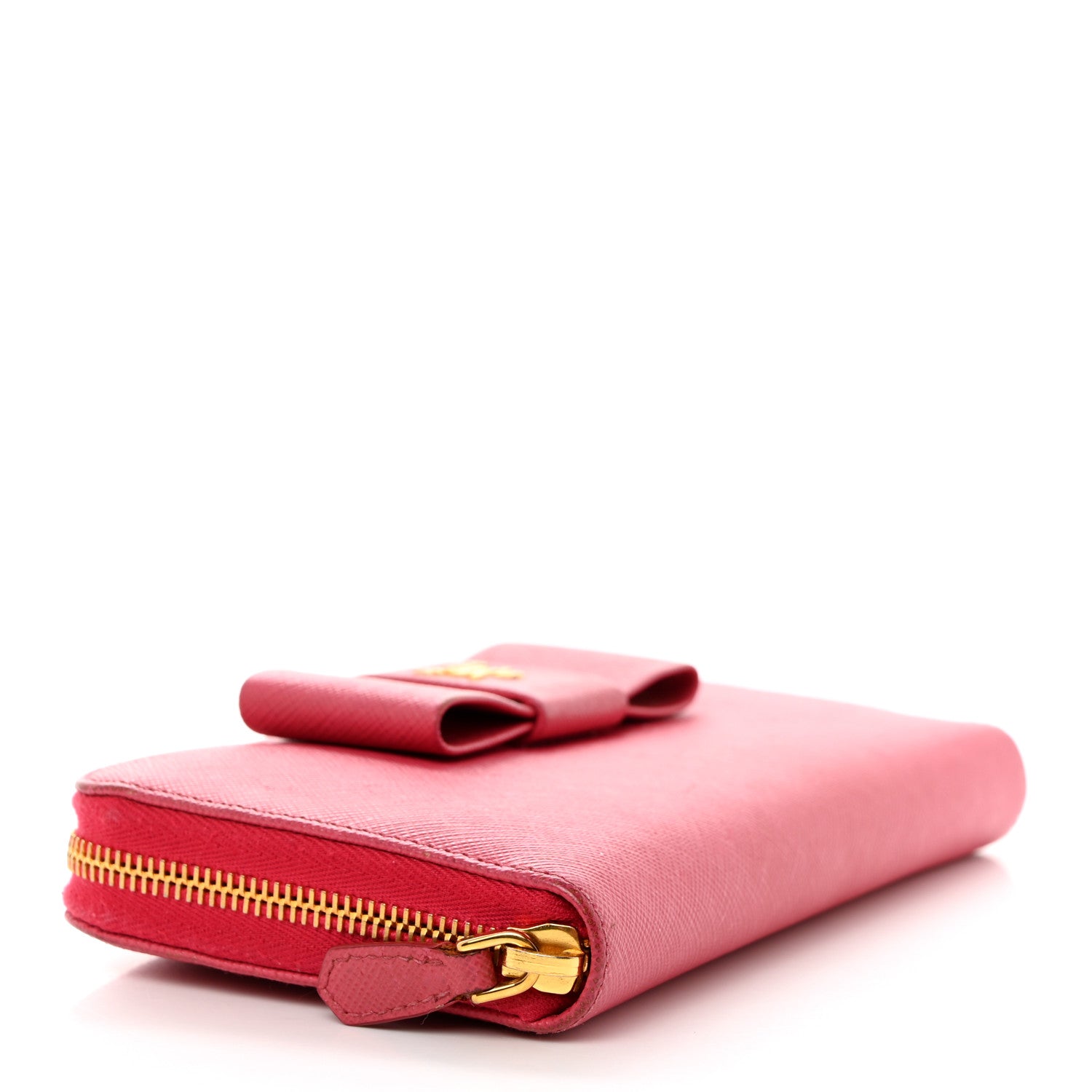 Prada Saffiano Fiocco Bow Zip Around Wallet Peonia 4 of 13