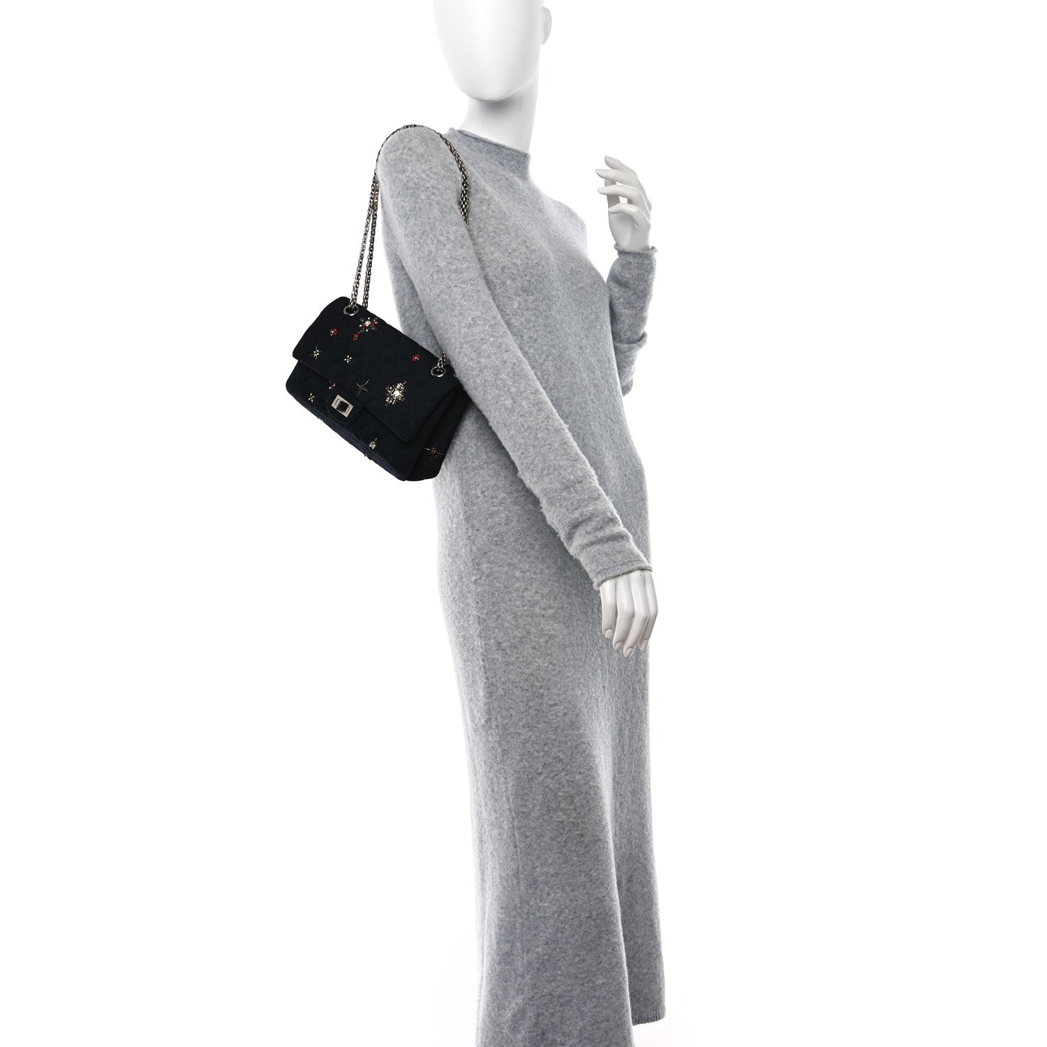 Chanel Jersey Quilted Embellished 2.55 Reissue 225 Flap Black 2 of 9