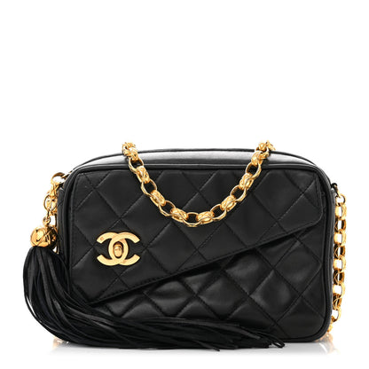 Chanel Lambskin Quilted Tassel Flap Camera Case Black 1 of 12
