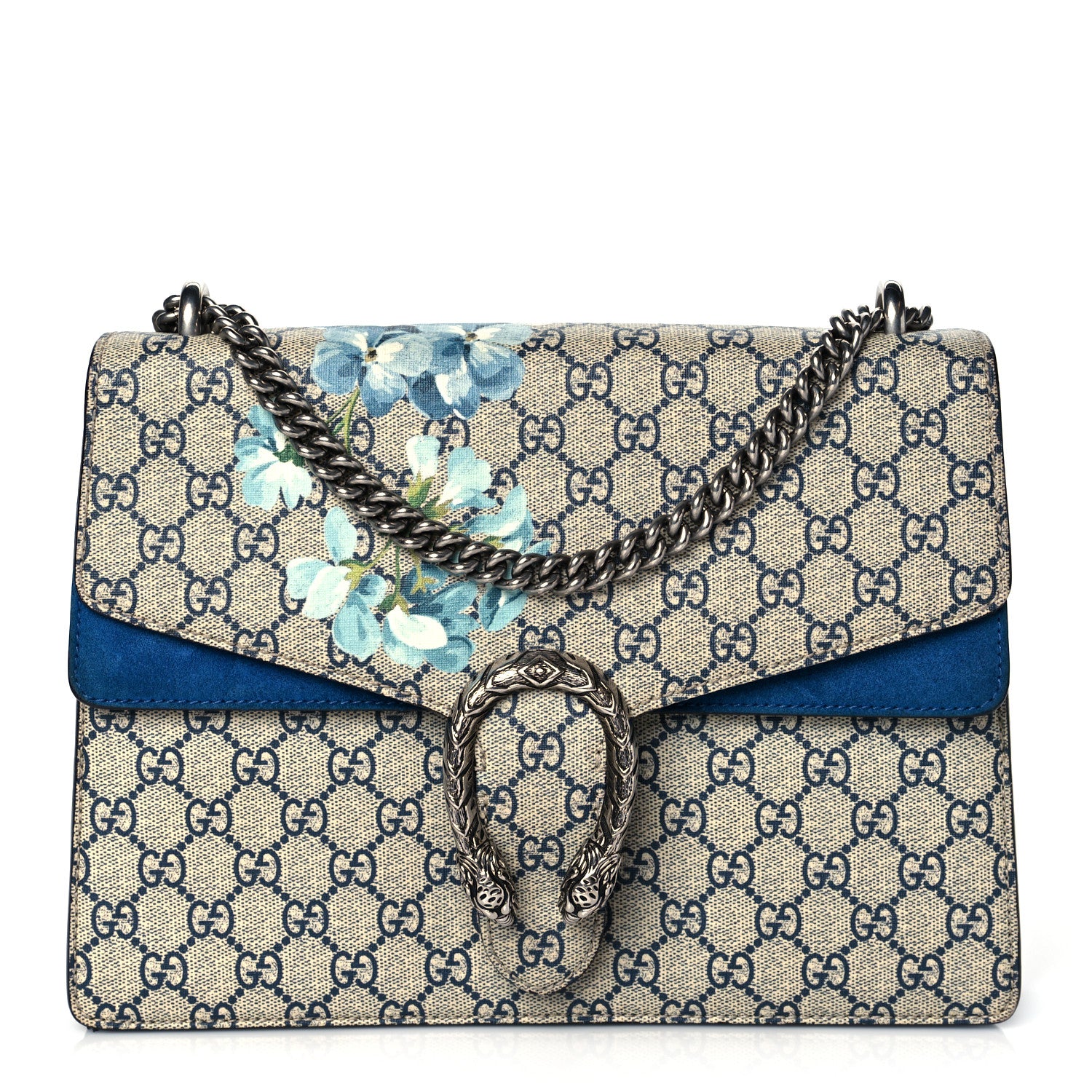 Gucci GG Supreme Monogram Blooms Medium Dionysus Shoulder Bag Beige Navy Vintage Blue 1 of 10