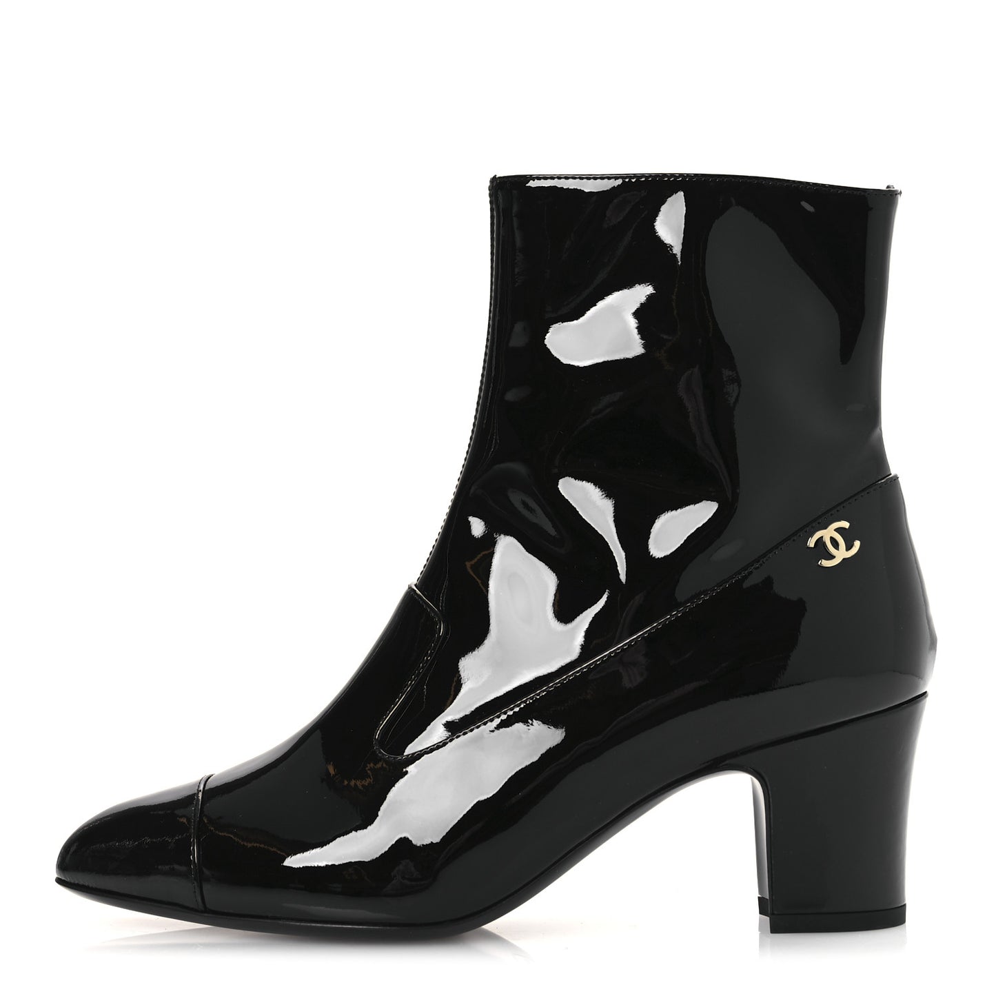 Patent Calfskin Ankle Boots 38.5 Black
