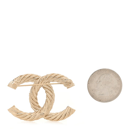 Chanel Twisted CC Brooch Light Gold 2 of 3