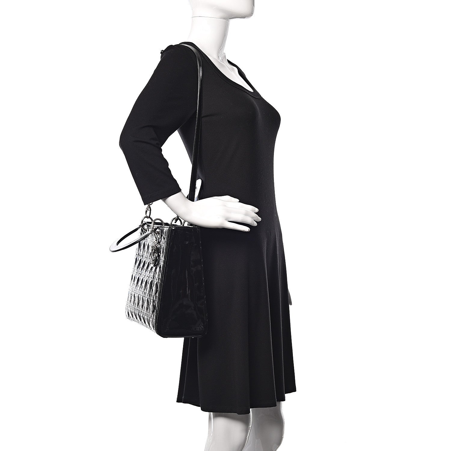 Christian Dior Patent Cannage Large Lady Dior Black 2 of 15