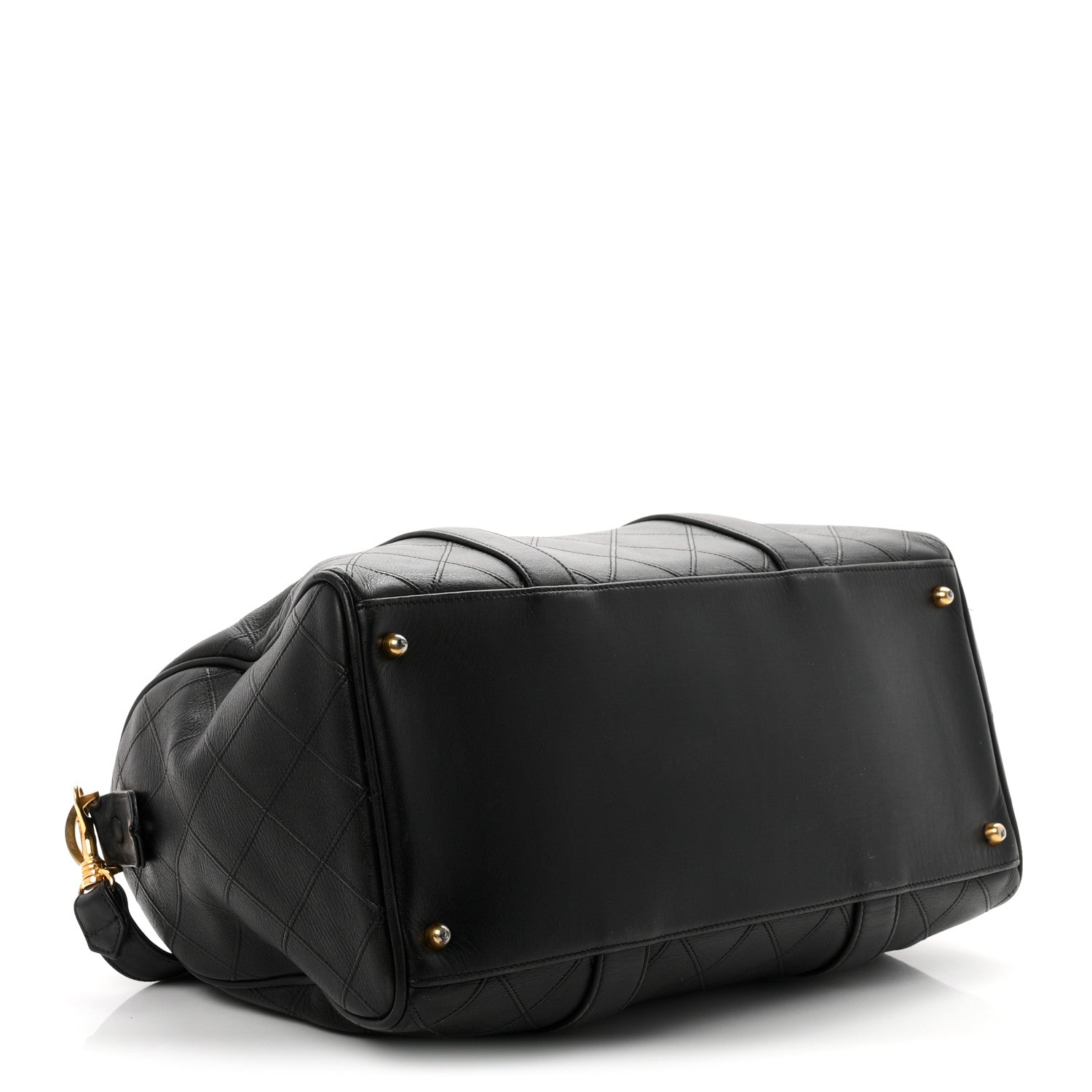 Chanel Calfskin Stitched Duffle Travel Bag Black 4 of 11