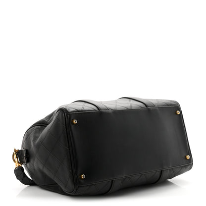 Chanel Calfskin Stitched Duffle Travel Bag Black 4 of 11