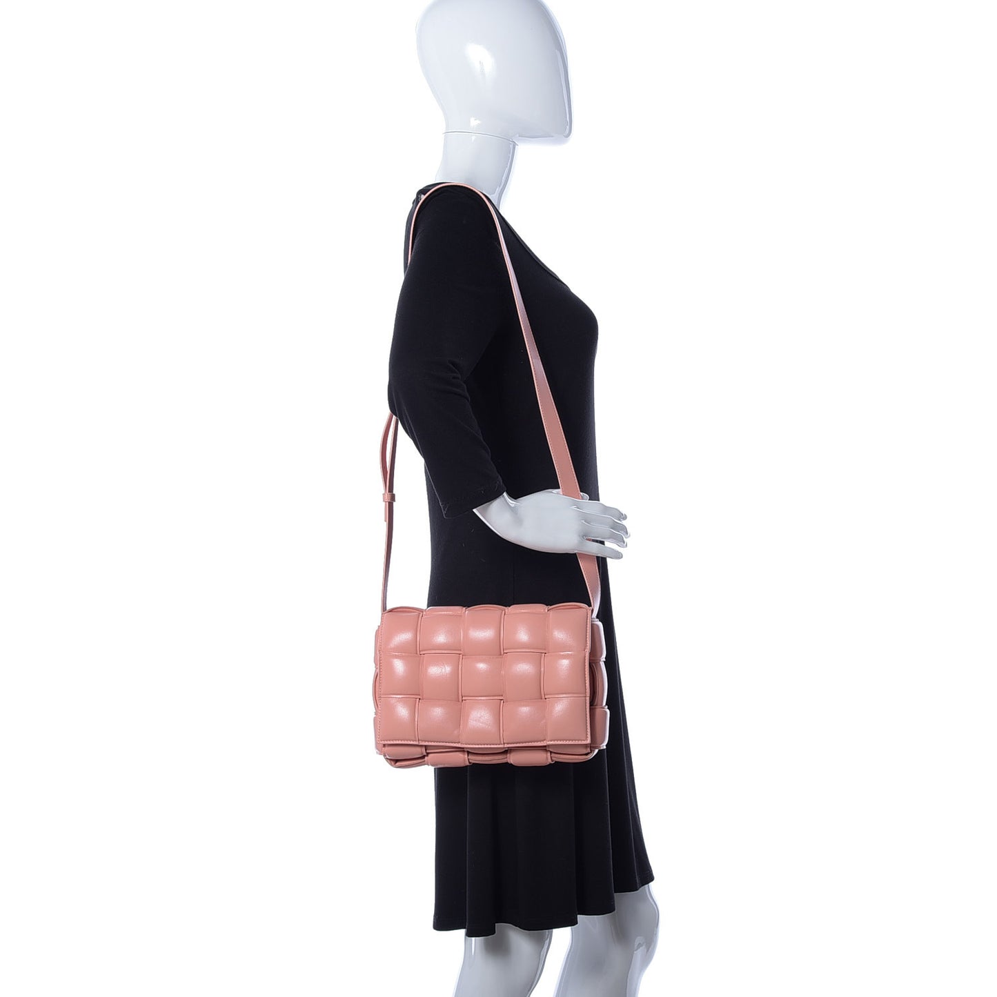 Nappa Maxi Intreccio Padded Cassette Crossbody Bag Peachy