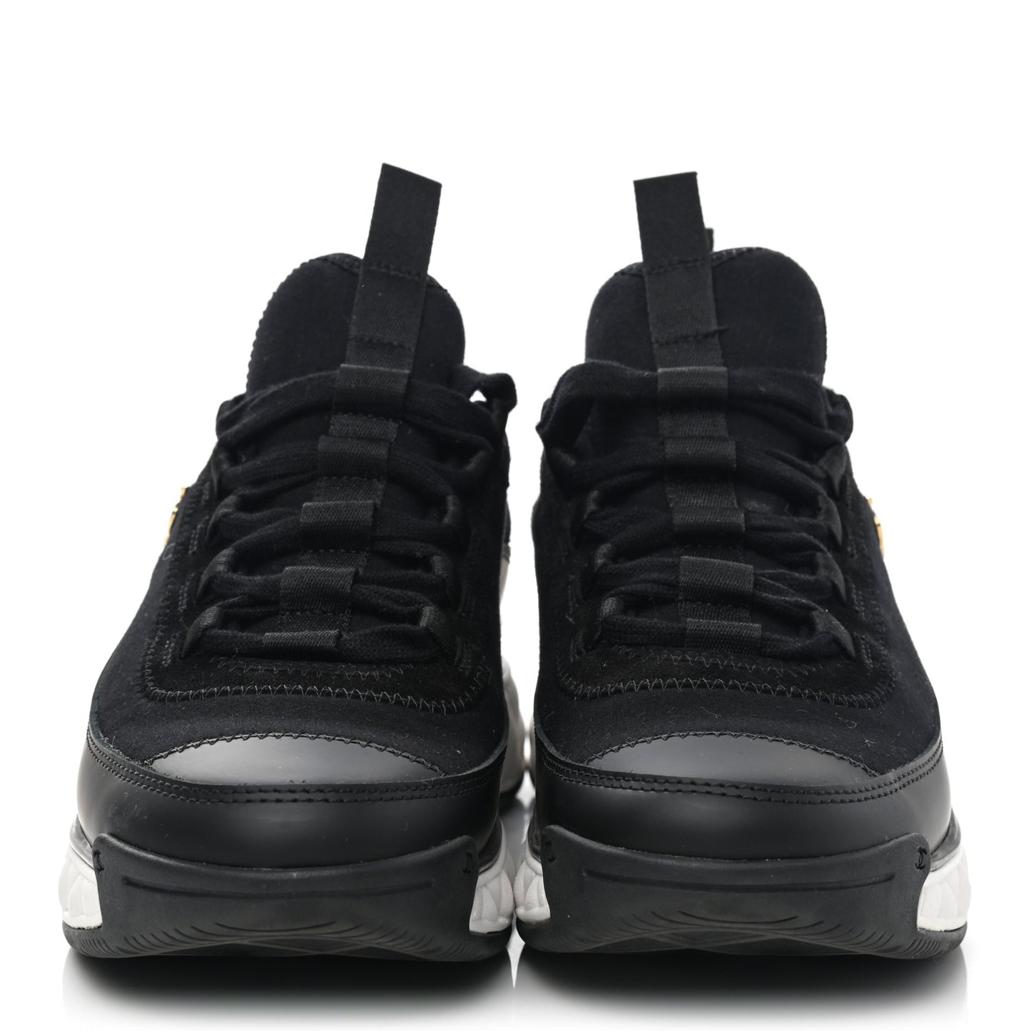 Velvet Calfskin Mixed Fibers CC Sneakers 37 Black