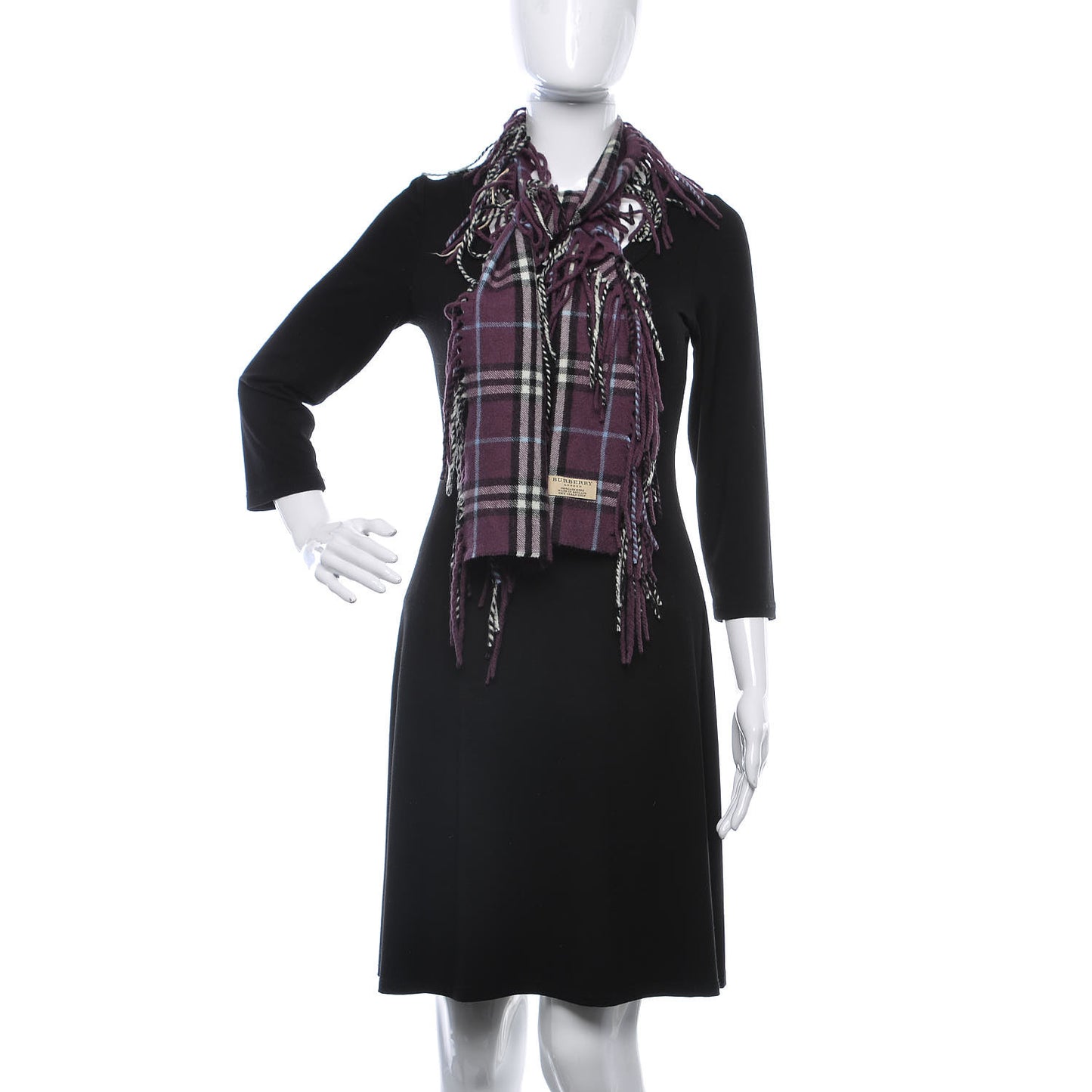Cashmere Check Happy Fringe Scarf Purple