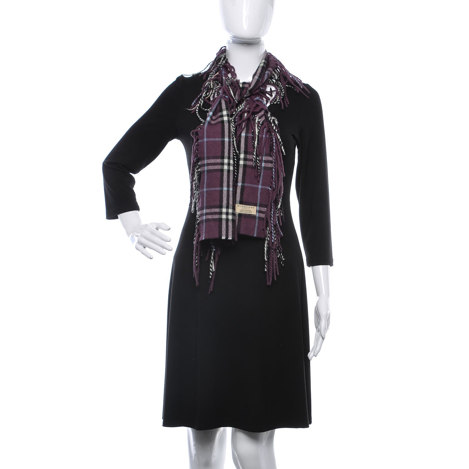 Burberry Cashmere Check Happy Fringe Scarf Purple 2 of 4