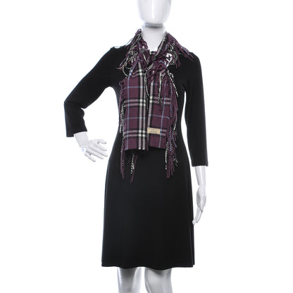 Burberry Cashmere Check Happy Fringe Scarf Purple 2 of 4