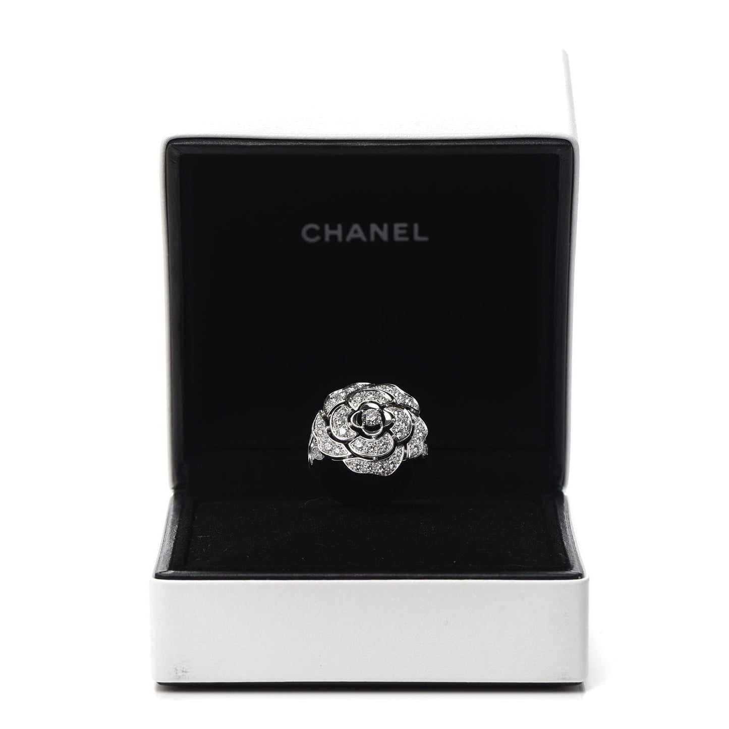 18K White Gold Diamond Bouton de Camélia Ring 54 6.75