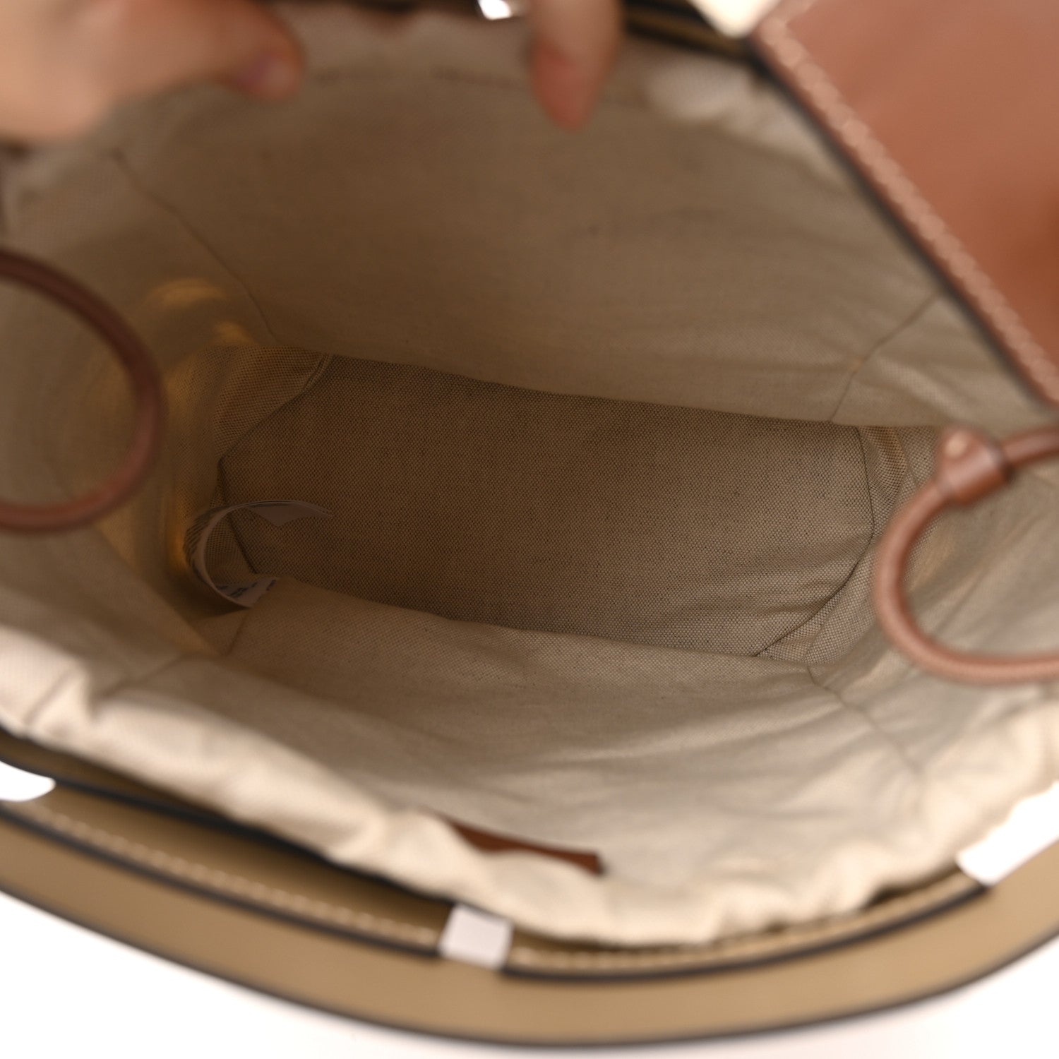 Burberry Smooth Calfskin Small Foster Bucket Bag Tan 5 of 15