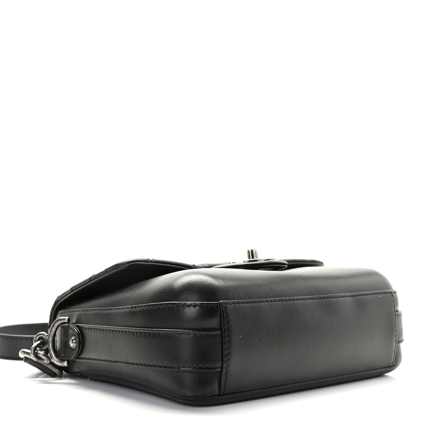 Calfskin Quilted Medium Rock My Shoulder Flap Black