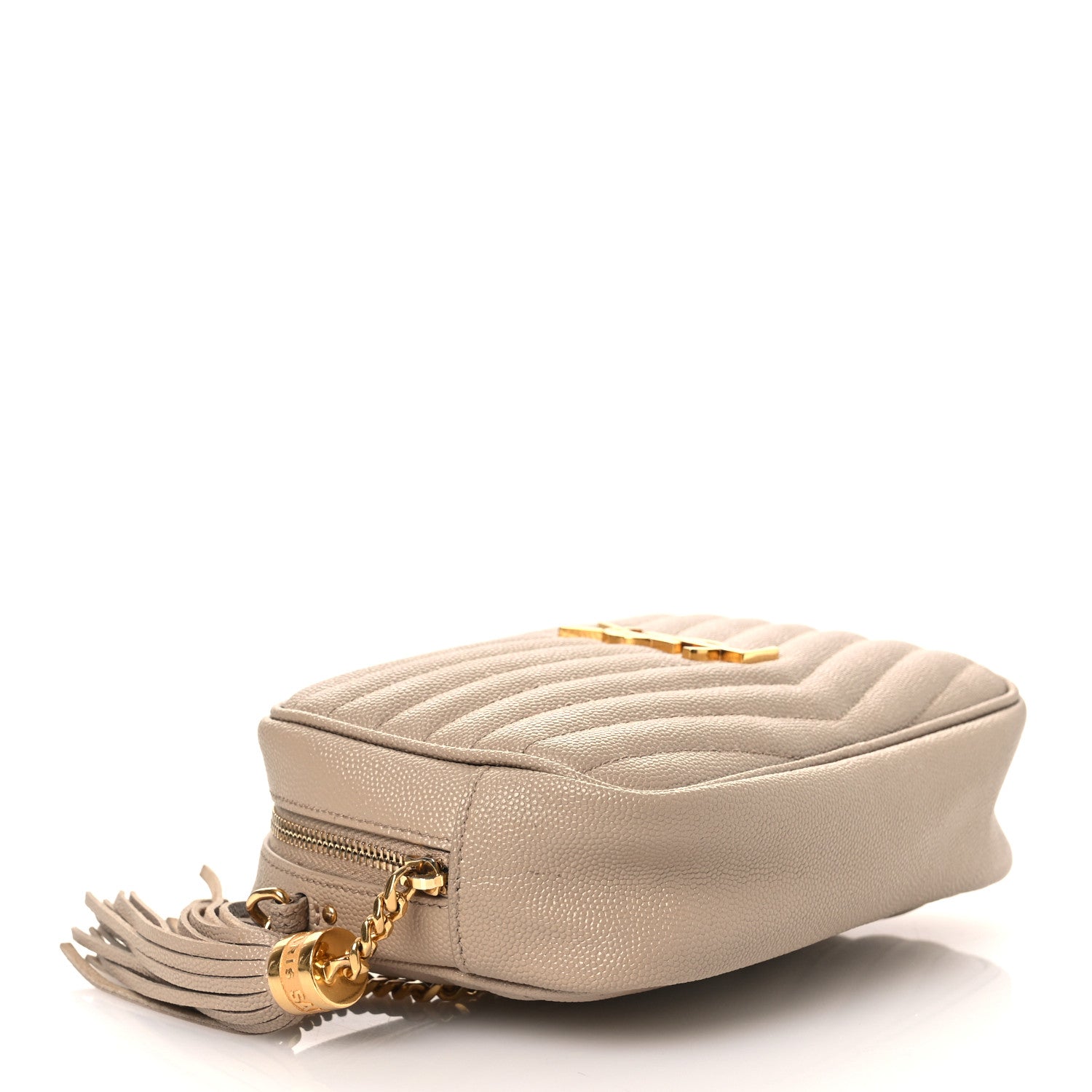 Saint Laurent Grain De Poudre Matelasse Monogram Mini Lou Camera Bag Dark Beige 4 of 13