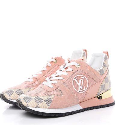 Louis Vuitton Suede Damier Azur Run Away Sneakers 39 Pink 3 of 8