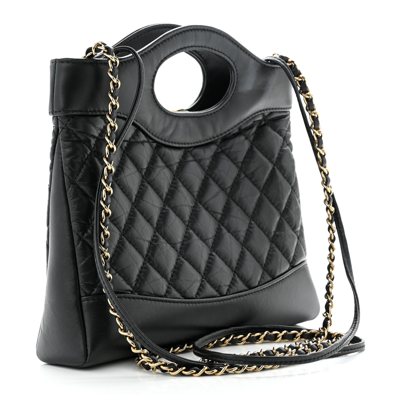 Chanel Aged Calfskin Quilted Mini 31 Shopping Bag Black 3 of 11