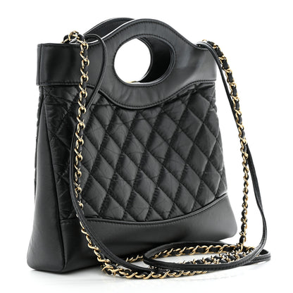 Chanel Aged Calfskin Quilted Mini 31 Shopping Bag Black 3 of 11