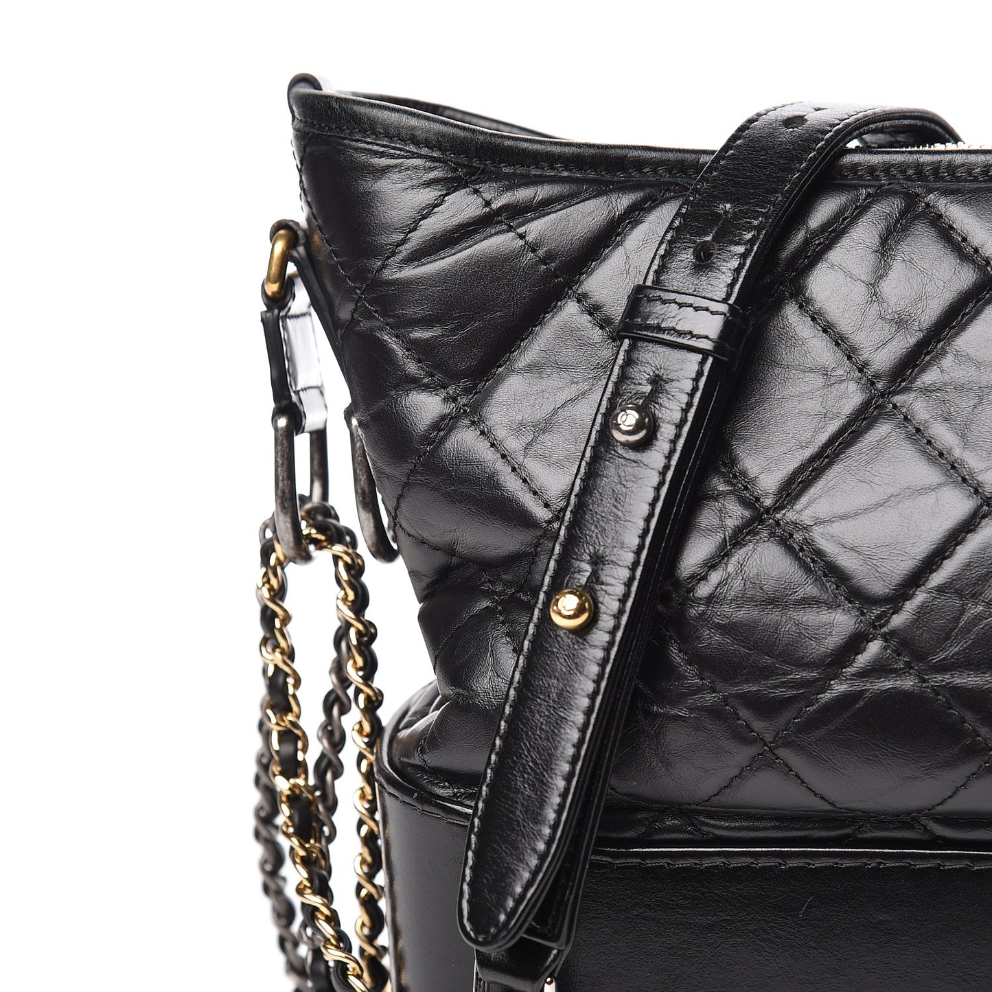 Aged Calfskin Quilted Medium Gabrielle Hobo Black