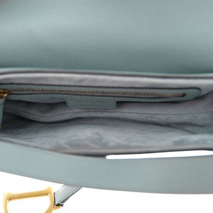 Christian Dior Grained Calfskin Saddle Bag Sky Blue 5 of 11