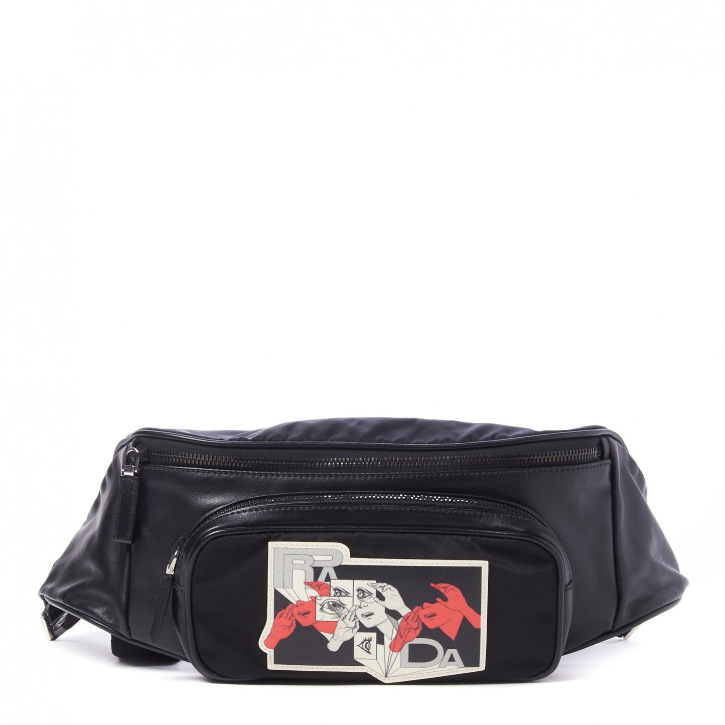 X JAMES JEAN Tessuto Nylon Calfskin Comic Print Belt Bag Black