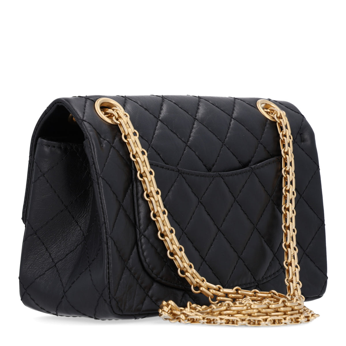 Aged Calfskin Quilted 2.55 Reissue Mini Flap Black