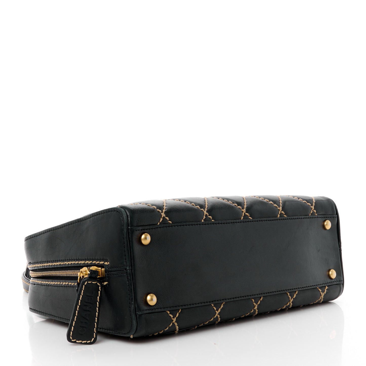 Calfskin Contrast Stitch Surpique Bowler Black