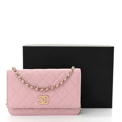Chanel Caviar Quilted Studded CC Wallet on Chain WOC Light Pink 12 of 12