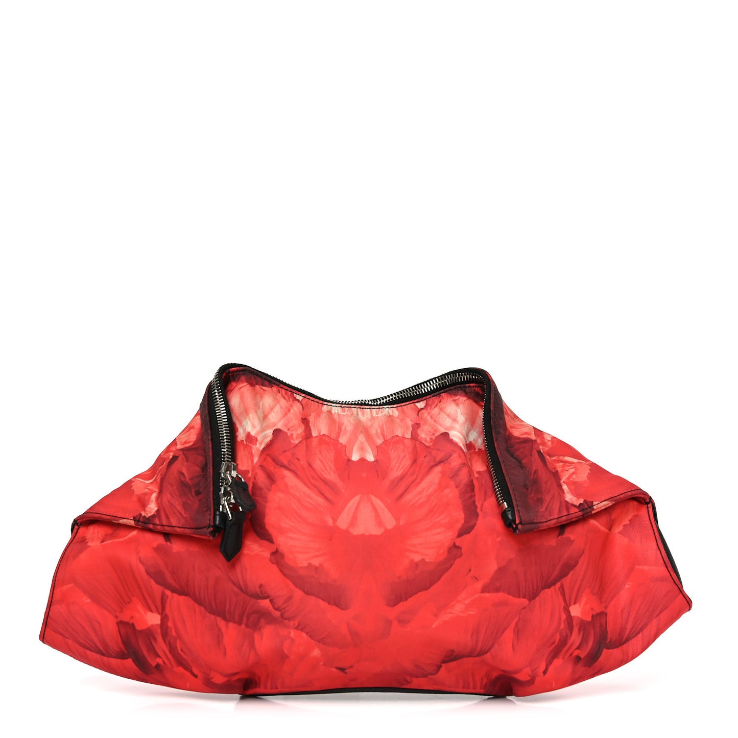Silk Floral Print Clutch Red Multicolor