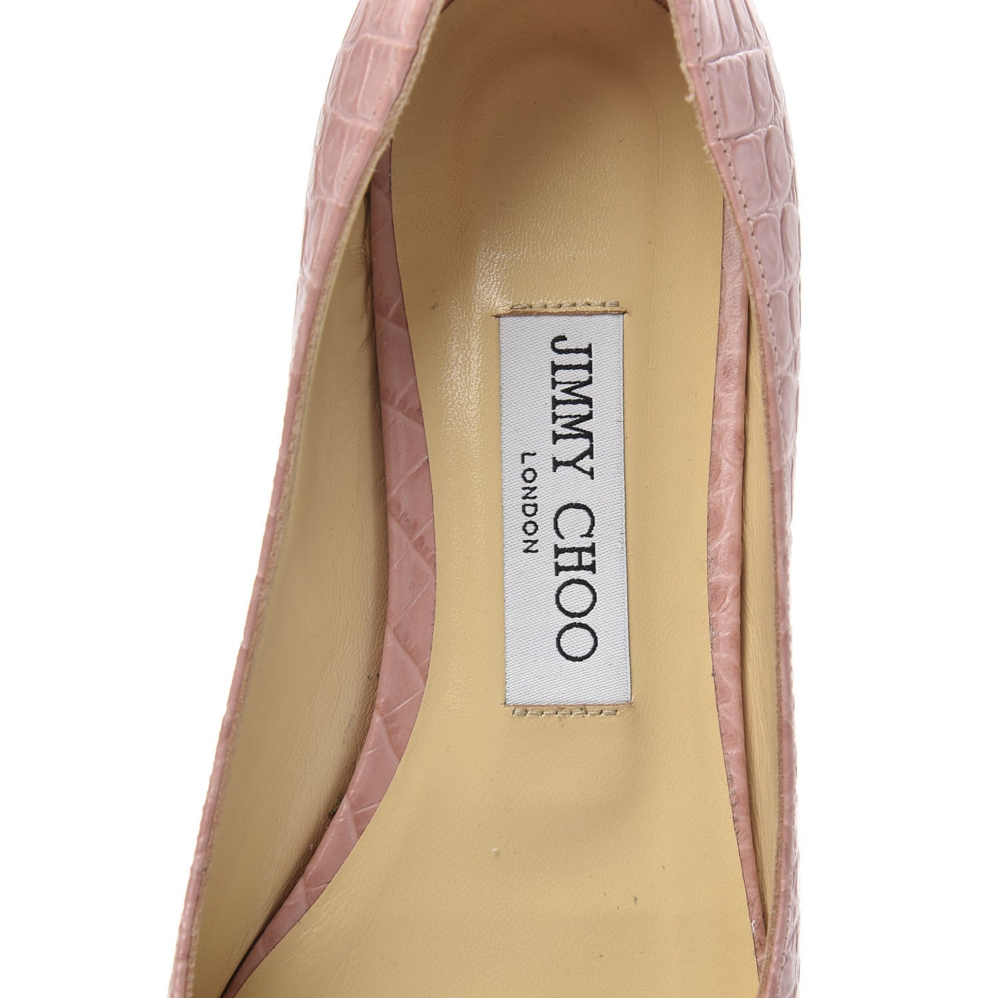 Crocodile Embossed Calfskin Love Flat 37.5 Blush