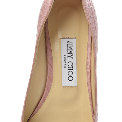 Jimmy Choo Crocodile Embossed Calfskin Love Flat 37.5 Blush 6 of 7