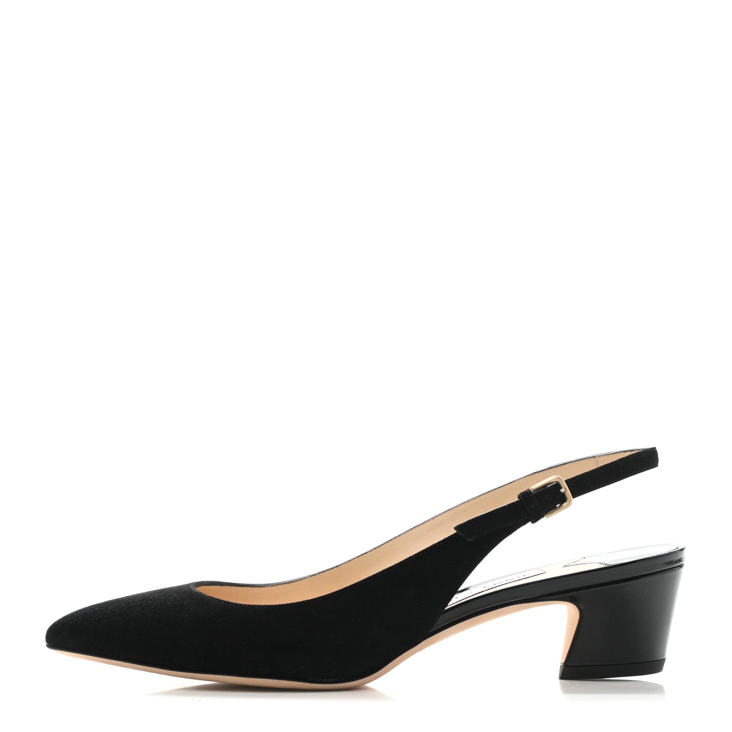 Jimmy Choo Suede Patent Slingback Gemma Pumps 37 Black 1 of 9
