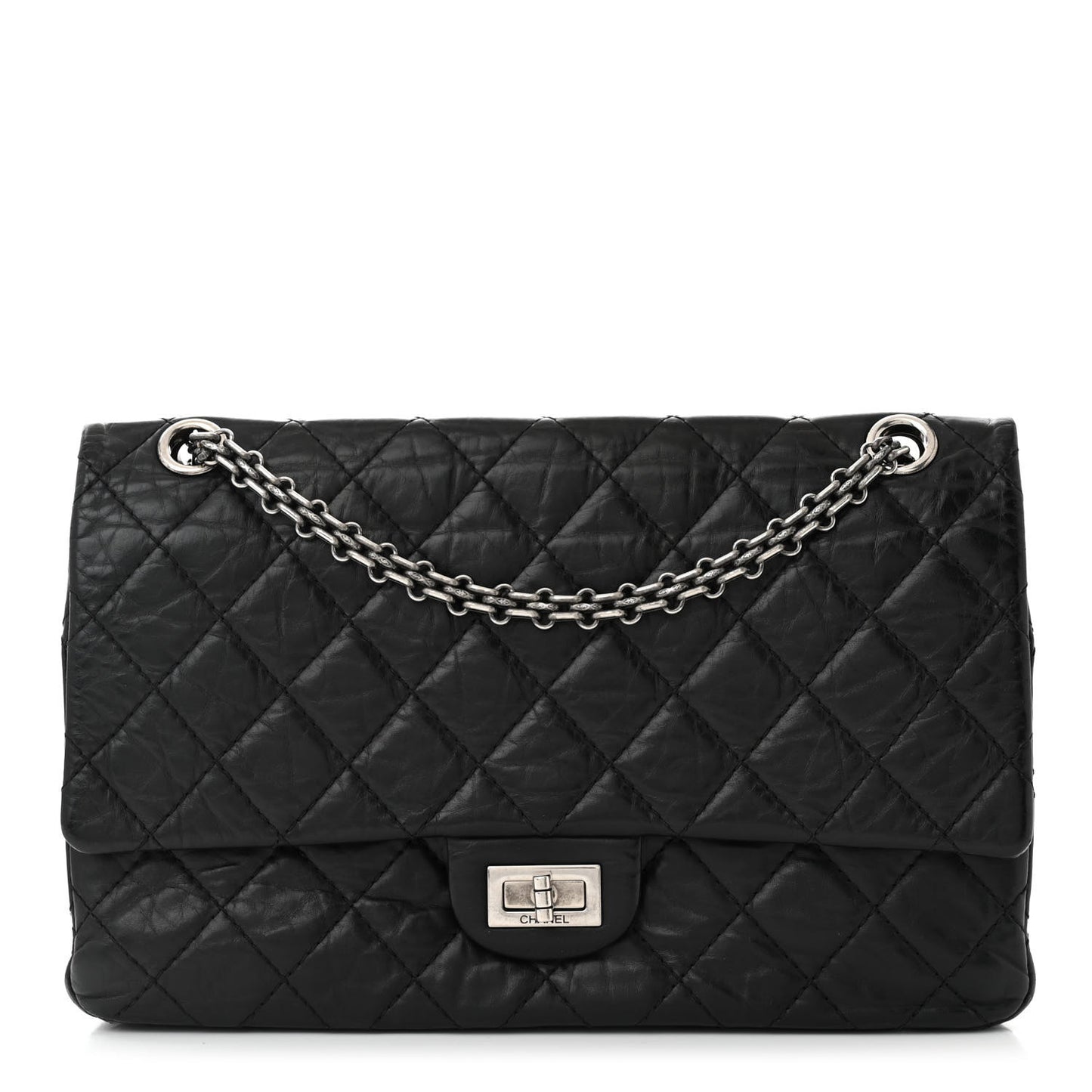 Aged Calfskin Quilted 2.55 Reissue 226 Flap Black