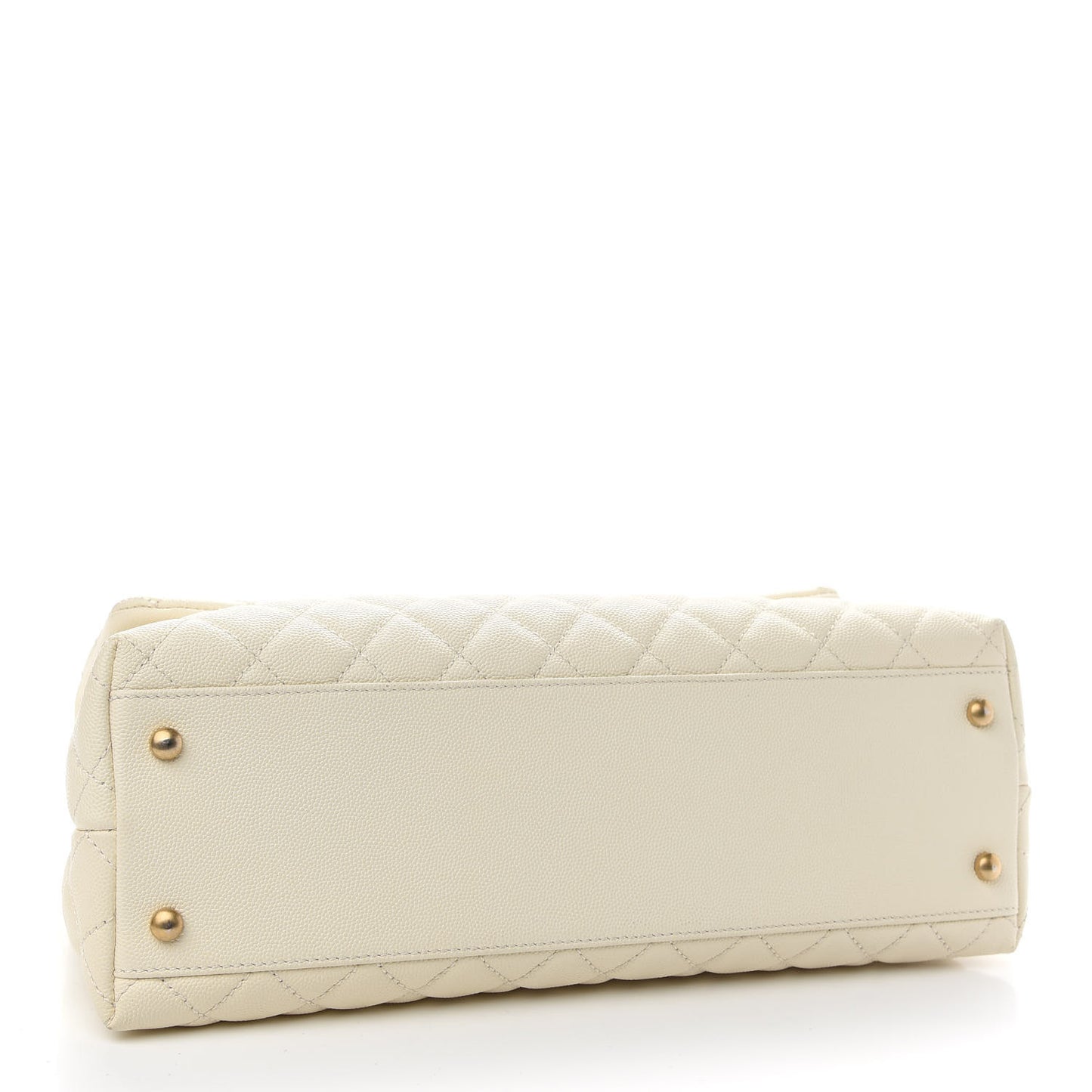 Caviar Lizard Quilted Medium Coco Handle Flap White
