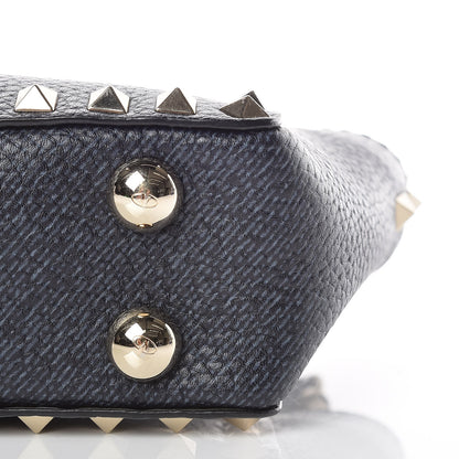 Valentino Garavani Pebbled Calfskin Micro Rockstud Tote Deep Denim 7 of 12
