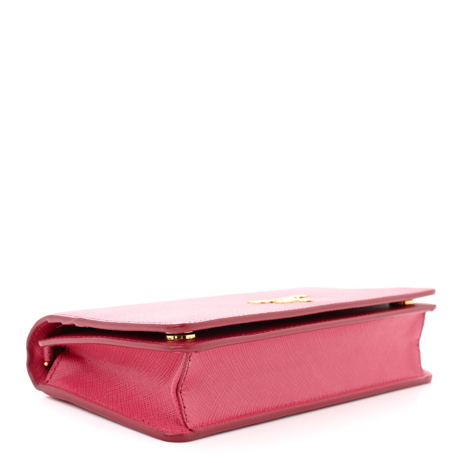 Prada Saffiano Metal Mini Flap Crossbody Wristlet Bag Peonia 4 of 9