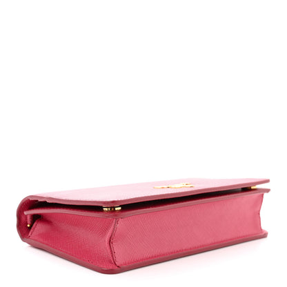 Prada Saffiano Metal Mini Flap Crossbody Wristlet Bag Peonia 4 of 9