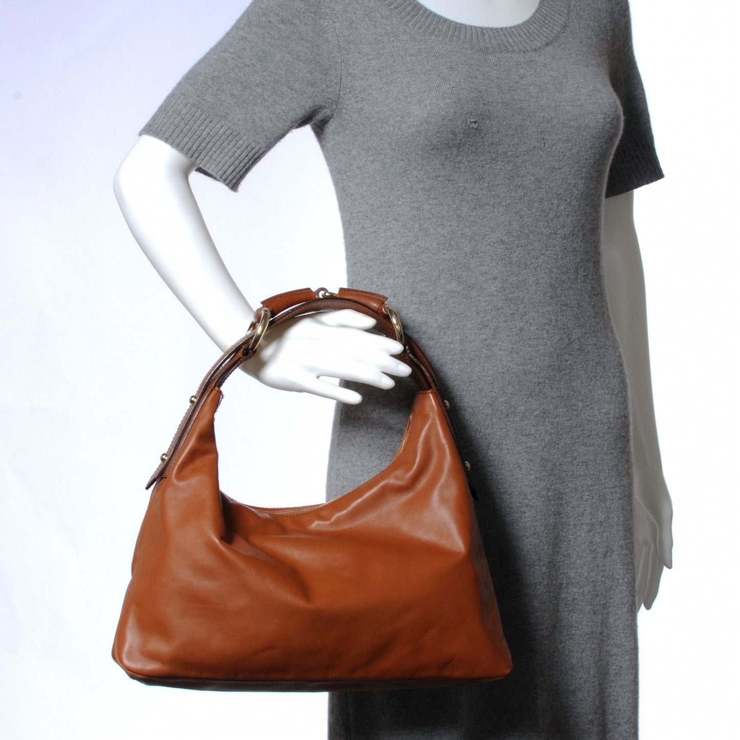 Leather Medium Horsebit Chain Hobo