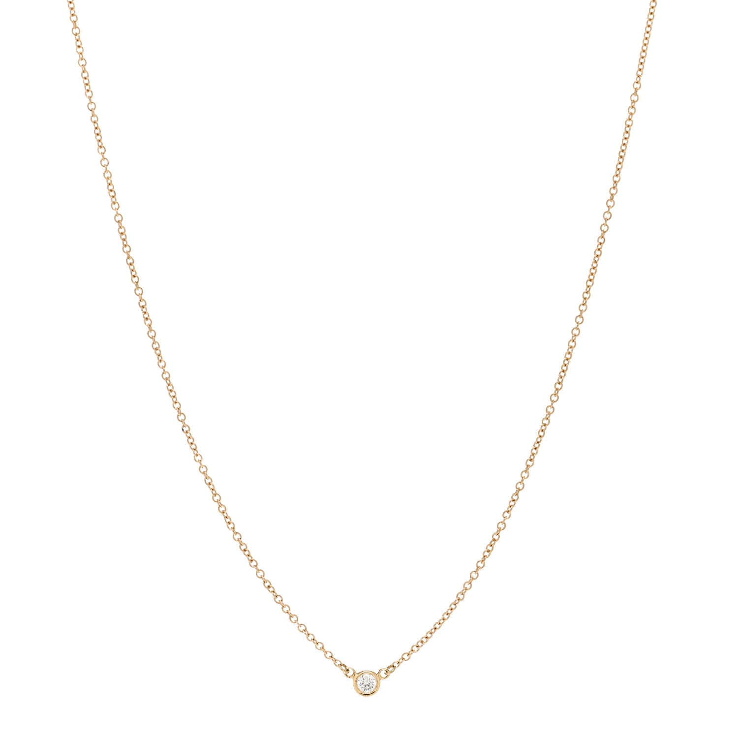 Tiffany 18K Yellow Gold Diamond .05ct Elsa Peretti Diamonds by the Yard Pendant Necklace 1 of 5