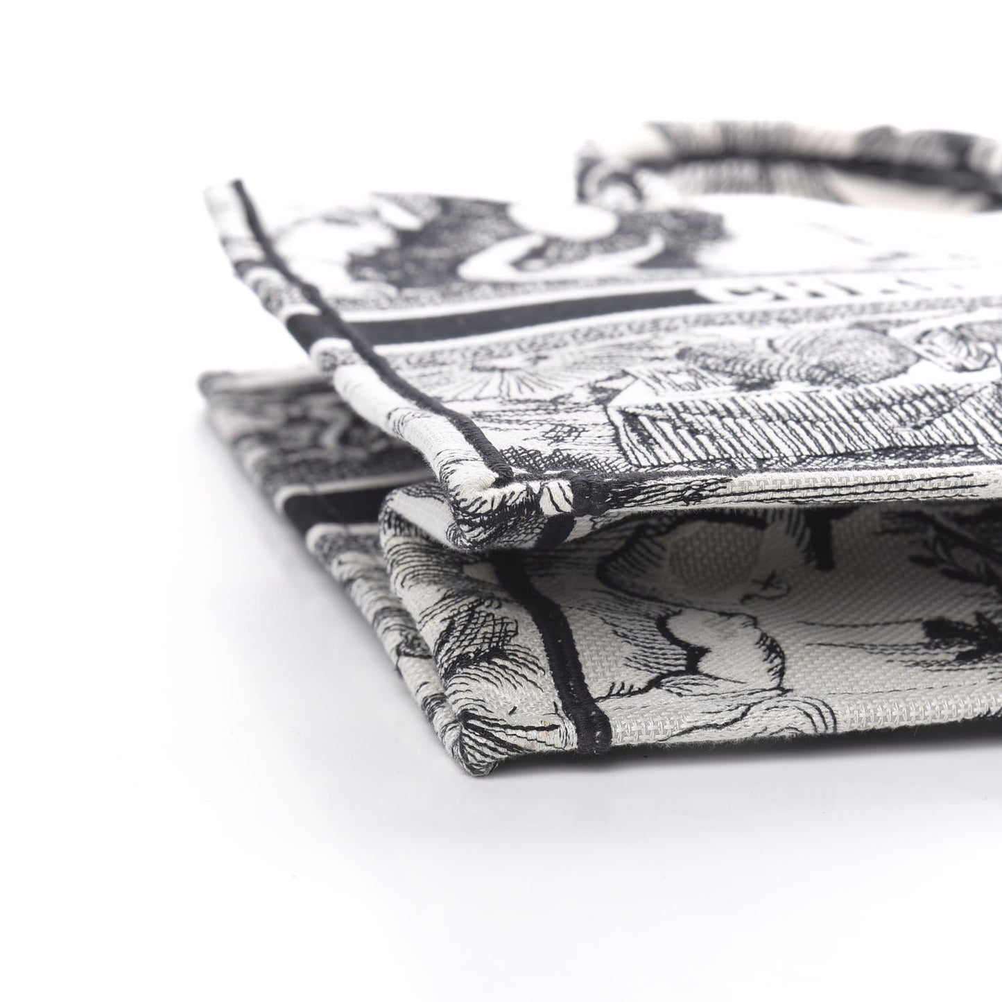 Canvas Embroidered Toile De Jouy Book Tote White Black