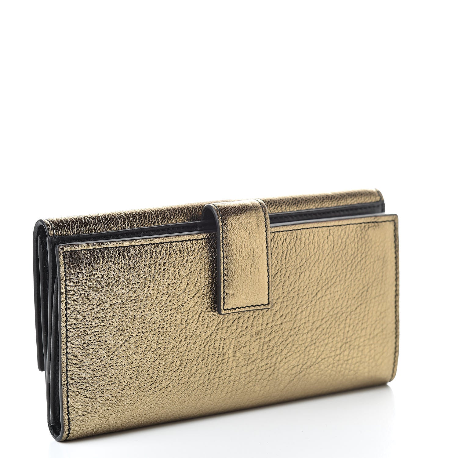 Alexander McQueen Metallic Calfskin Skull Continental Wallet Antique Gold 3 of 10