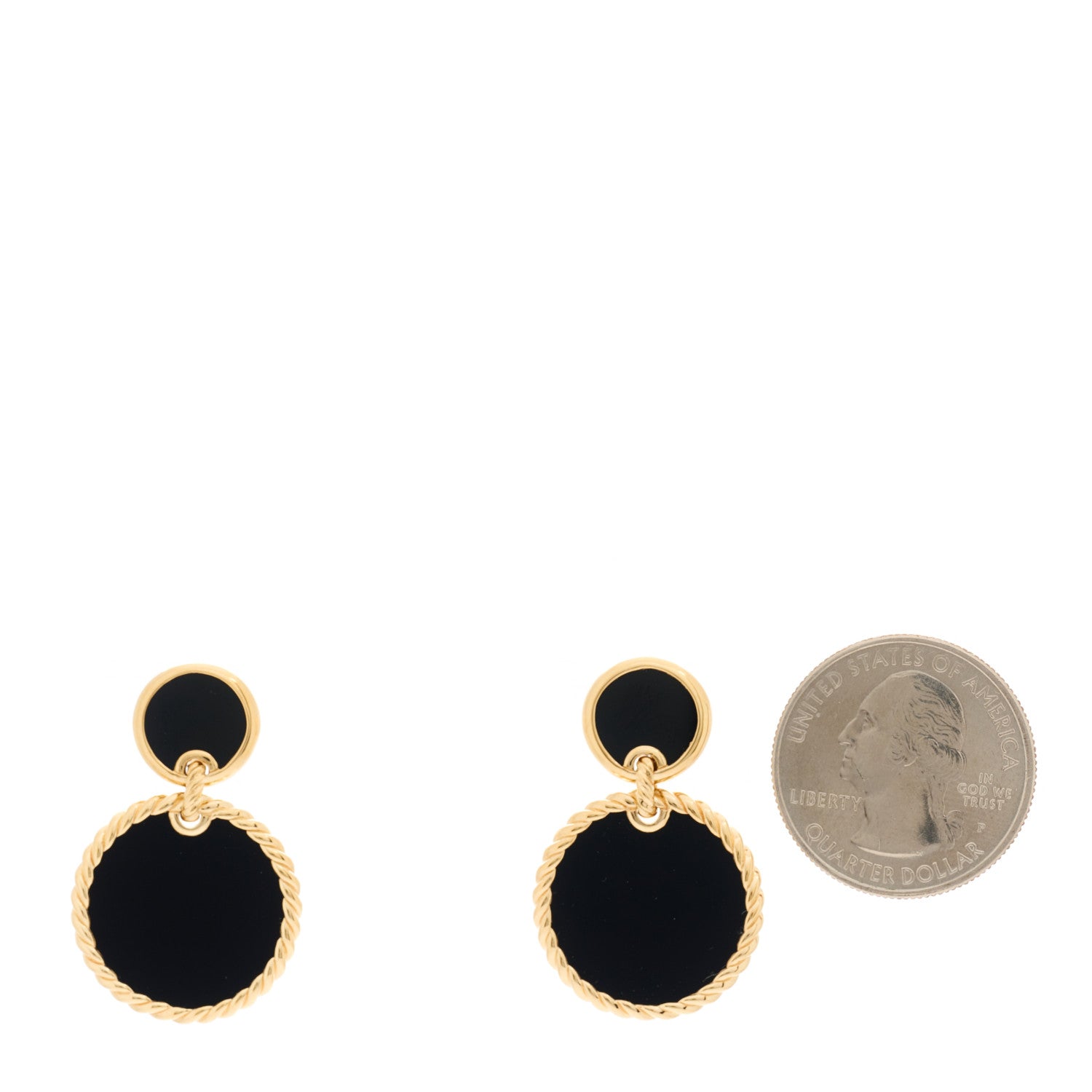 David Yurman DAVID YURMAN 18K Yellow Gold Onyx DY Elements Double Drop Earrings 2 of 4