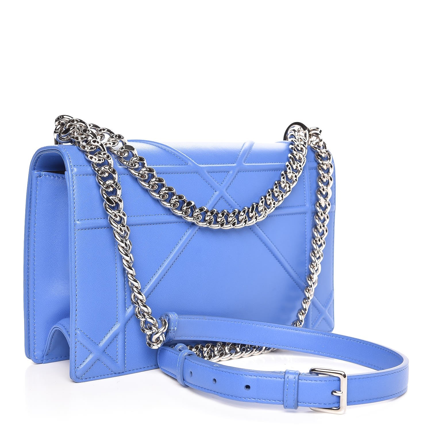 Christian Dior Lambskin Medium Diorama Flap Bag Blue 3 of 7