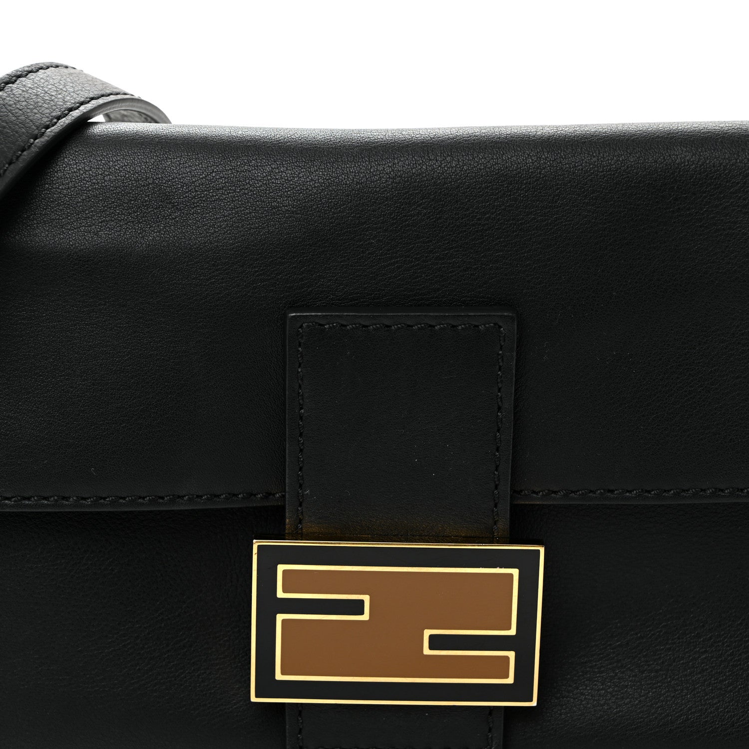 Fendi Vitello Flamingo Enamel Baguette Black 8 of 10