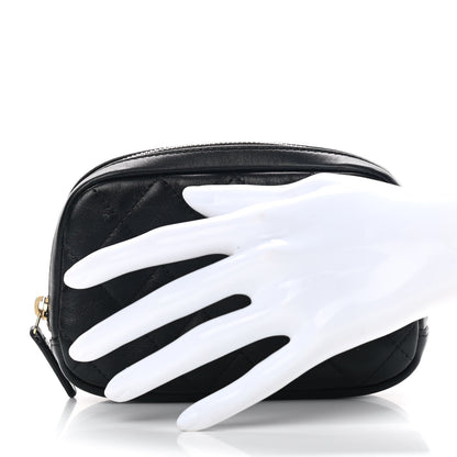 Chanel Lambskin Quilted Small Curvy Pouch Cosmetic Case Black 2 of 10