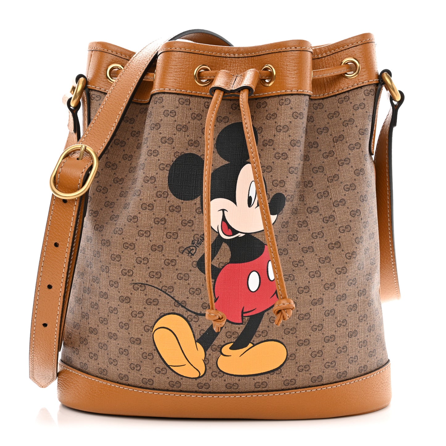 X DISNEY Mini Vintage GG Supreme Monogram Bucket Bag Beige Vintage Sun Oil