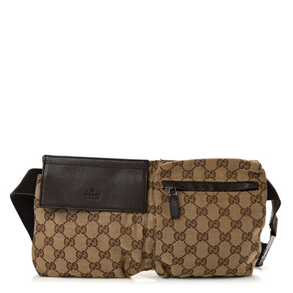 Gucci GG Monogram Double Pocket Belt Bag Dark Brown 1 of 12
