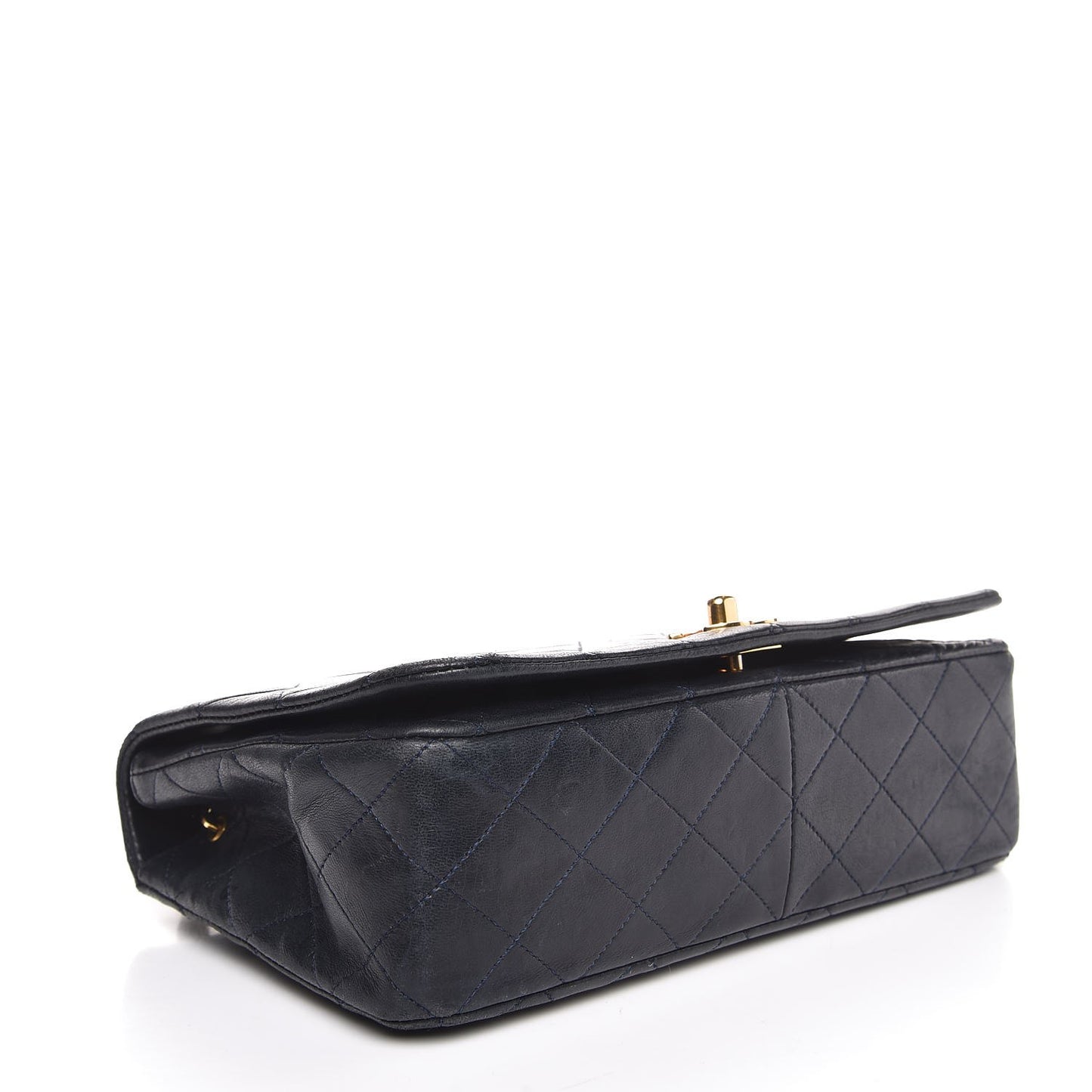 Lambskin Quilted Small Single Flap Navy