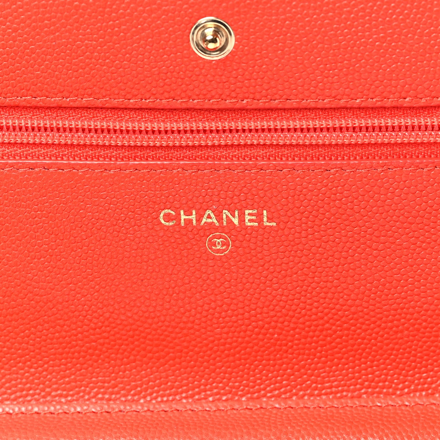 Caviar Quilted Wallet on Chain WOC Orange