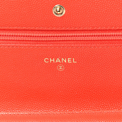 Chanel Caviar Quilted Wallet on Chain WOC Orange 6 of 12