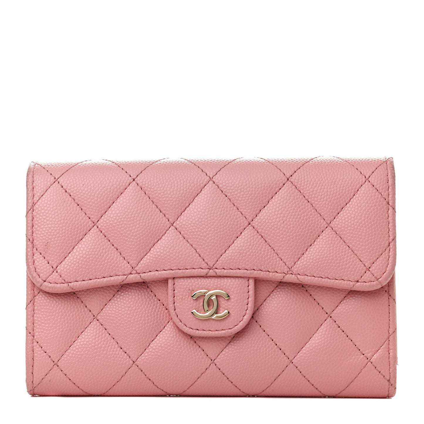 Caviar Quilted Medium Flap Wallet Pink